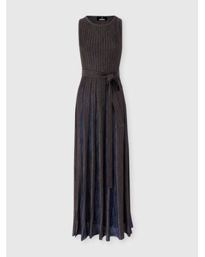 Missoni Long Viscose Lamé Dress With Belt - Blue