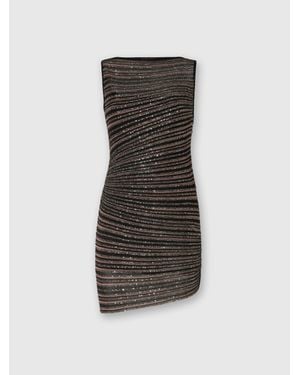 Missoni Boat Neck Mini Dress With Lamé Stripes - Black