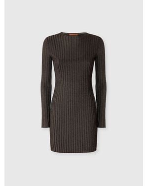 Missoni Ribbed Viscose Lamé Mini Dress - Black