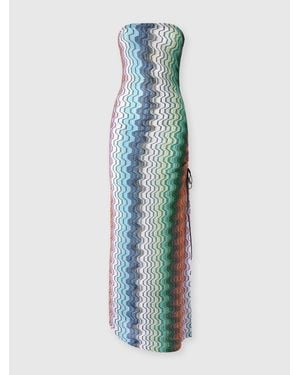 Missoni Long Cover-Up With Side Slit And Greek Motif - Blue