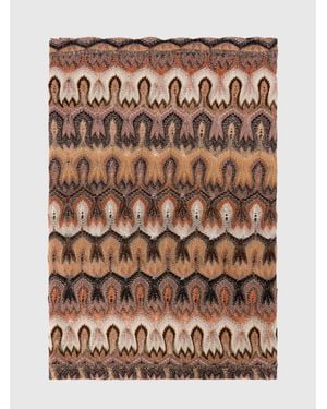 Missoni Viscose Lamé Stole With Arabesque Motif - Brown
