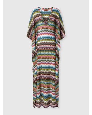 Missoni Caftán Largo De Playa Con Micro Zigzag Efecto Píxel, Mujer, Negro & Talla - Multicolor