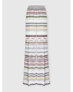 Missoni Wide Zigzag Viscose And Cotton Pants - White