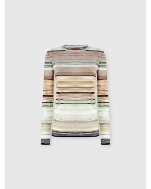 Missoni Striped Flame Viscose Crewneck Jumper - White