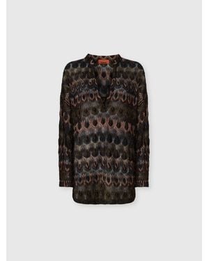 Missoni Viscose Lamé Blouse With Arabesque Motif - Black