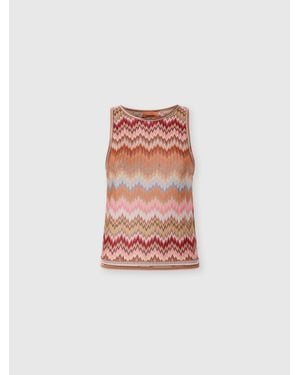 Missoni Snake-Pattern Viscose Sleeveless Top, & Rust - White