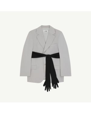 MM6 by Maison Margiela Wool-Blend Blazer With Gloves - Grey