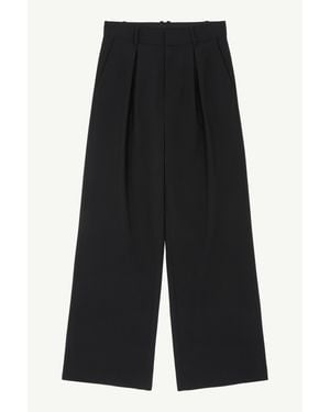 MM6 by Maison Margiela Mannequin Label Wool Blend Pleated Trousers - Black
