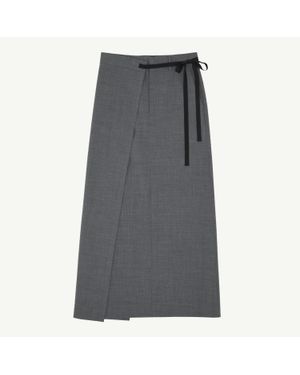 MM6 by Maison Margiela Wool-Blend Wrap Skirt - Grey