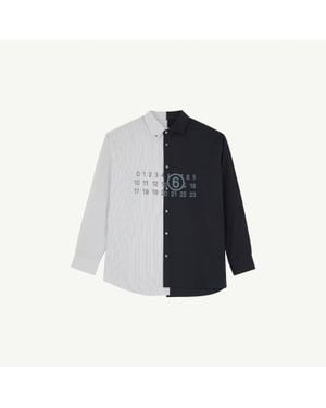 MM6 by Maison Margiela Two-Tone Cotton Poplin Shirt - Blue