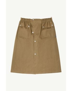 MM6 by Maison Margiela Drawstring Coated Cotton Midi Skirt - Natural