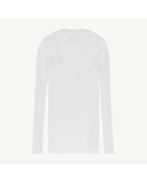 MM6 by Maison Martin Margiela V-Neck Knit - White