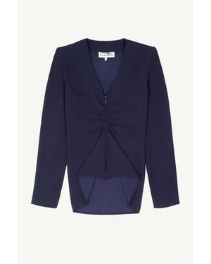 MM6 by Maison Margiela Gathered V-Neck Top - Blue
