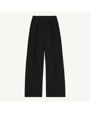 MM6 by Maison Margiela Wool Wide-Leg Trousers - Black