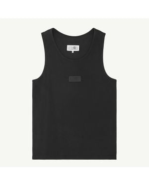 MM6 by Maison Margiela Ribbed Jersey Tank Top - Black