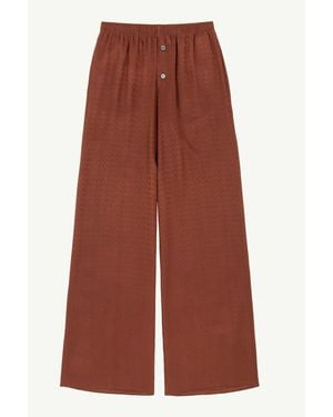 MM6 by Maison Margiela Viscose Blend Jacquard Trousers - Red