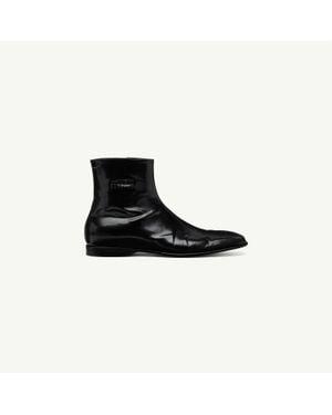 MM6 by Maison Margiela Leather Ankle Boots - Black
