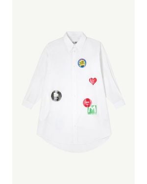 MM6 by Maison Margiela Sticker-Print Cotton Poplin Dress - White
