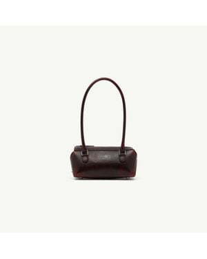 MM6 by Maison Margiela Bauletto Shoulder Bag Mini Crackled Leather - Black
