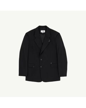 MM6 by Maison Margiela Stapled Wool-Blend Jacket - Black