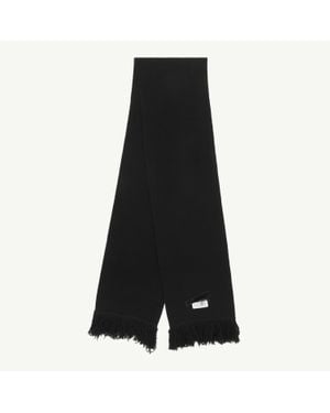 MM6 by Maison Margiela Taped Label Wool Scarf - Black
