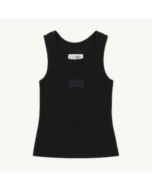 MM6 by Maison Margiela Ribbed Jersey Tank Top - Black