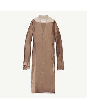 MM6 by Maison Margiela Ribbed Midi Dress With Overlay - Brown