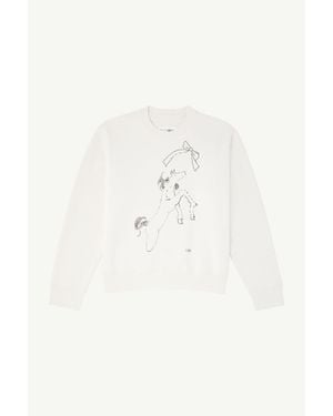 MM6 by Maison Margiela Horse Print Unbrushed Cotton Sweatshirt - Natural