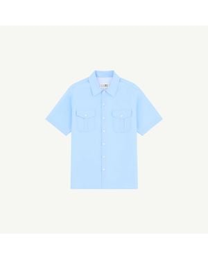 MM6 by Maison Margiela Fused Poplin Short-Sleeve Shirt - Blue