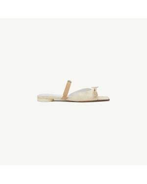 MM6 by Maison Margiela Bow-Detailed Leather Slingback Shoes - Metallic