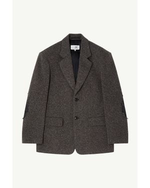 MM6 by Maison Margiela Wool Tweed Suit Jacket - Black