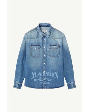MM6 by Maison Margiela Laser-Printed Denim Shirt - Blue