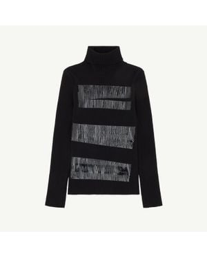 MM6 by Maison Margiela Taped Wool Turtleneck Dress - Black
