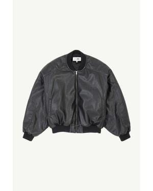 MM6 by Maison Margiela Faux Leather Jacket With Rib-Knit Trim - Black