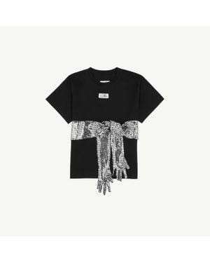 MM6 by Maison Margiela Cotton T-Shirt With Gloves - Black