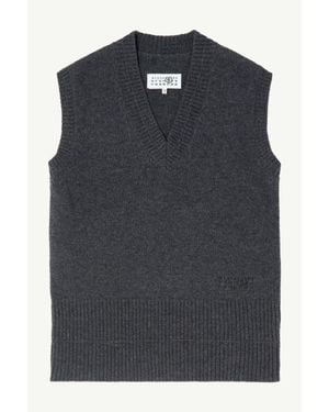 MM6 by Maison Margiela Merino Wool Knitted Gilet - Black
