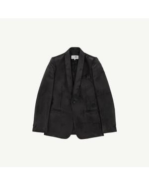 MM6 by Maison Margiela Distressed Jacquard Suit Jacket - Black