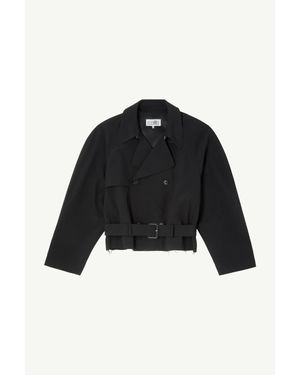MM6 by Maison Margiela Belted Wool Blend Jacket - Black