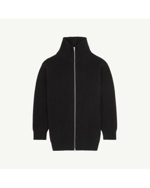 MM6 by Maison Margiela Ribbed Knit Cardigan Dress - Black