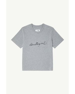 MM6 by Maison Margiela Handwritten-Print Cotton Jersey T-Shirt - Grey