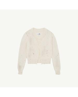 MM6 by Maison Martin Margiela Paint Knit Cardigan - White