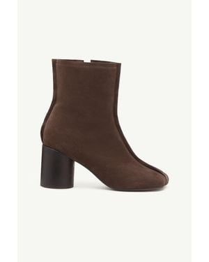MM6 by Maison Margiela Suede Anatomic Stitch Toe Ankle Boots - Brown