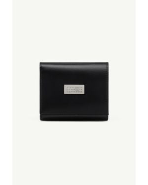 MM6 by Maison Margiela Leather Tri-Fold Wallet - Black