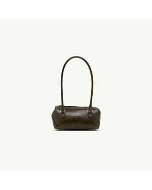 MM6 by Maison Margiela Bauletto Shoulder Bag Mini Crackled Leather - Black