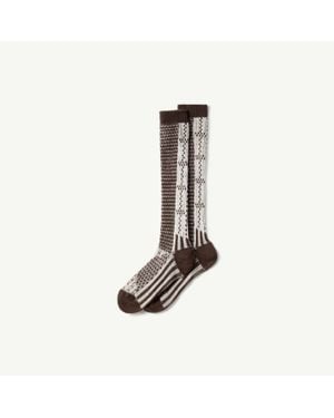 MM6 by Maison Margiela Bi-color Jacquard Knee-High Socks - Black