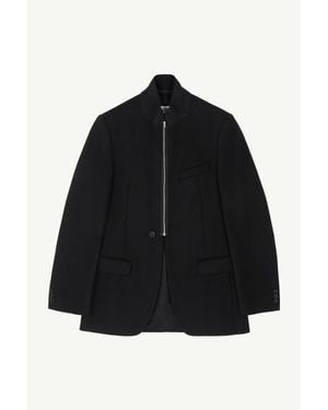 MM6 by Maison Margiela Flannel Zip-Front Suit Jacket - Black