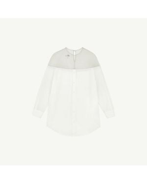 MM6 by Maison Margiela High-Cut Cotton Poplin Shirt - White