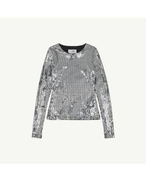MM6 by Maison Margiela Metallic Long-Sleeve Top - Grey