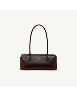 MM6 by Maison Margiela Bauletto Shoulder Bag Medium Crackled Leather - Black