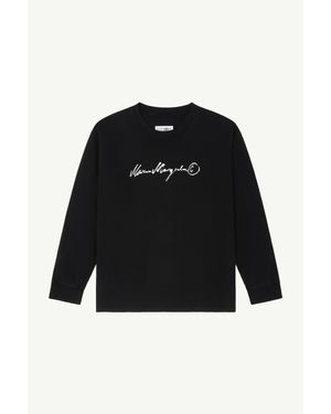 MM6 by Maison Margiela Long-Sleeve Overdyed Handwritten-Print T-Shirt - Black